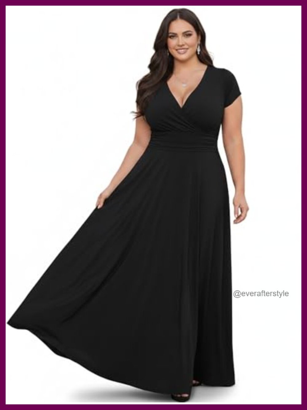 Sexy Cap Sleeve V-Neck Flowy Cocktail Gown